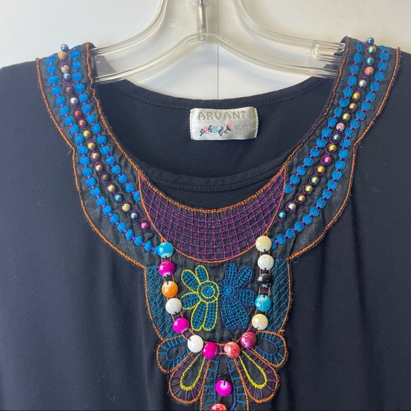 Beading detail black tang top - Picture 2 of 4